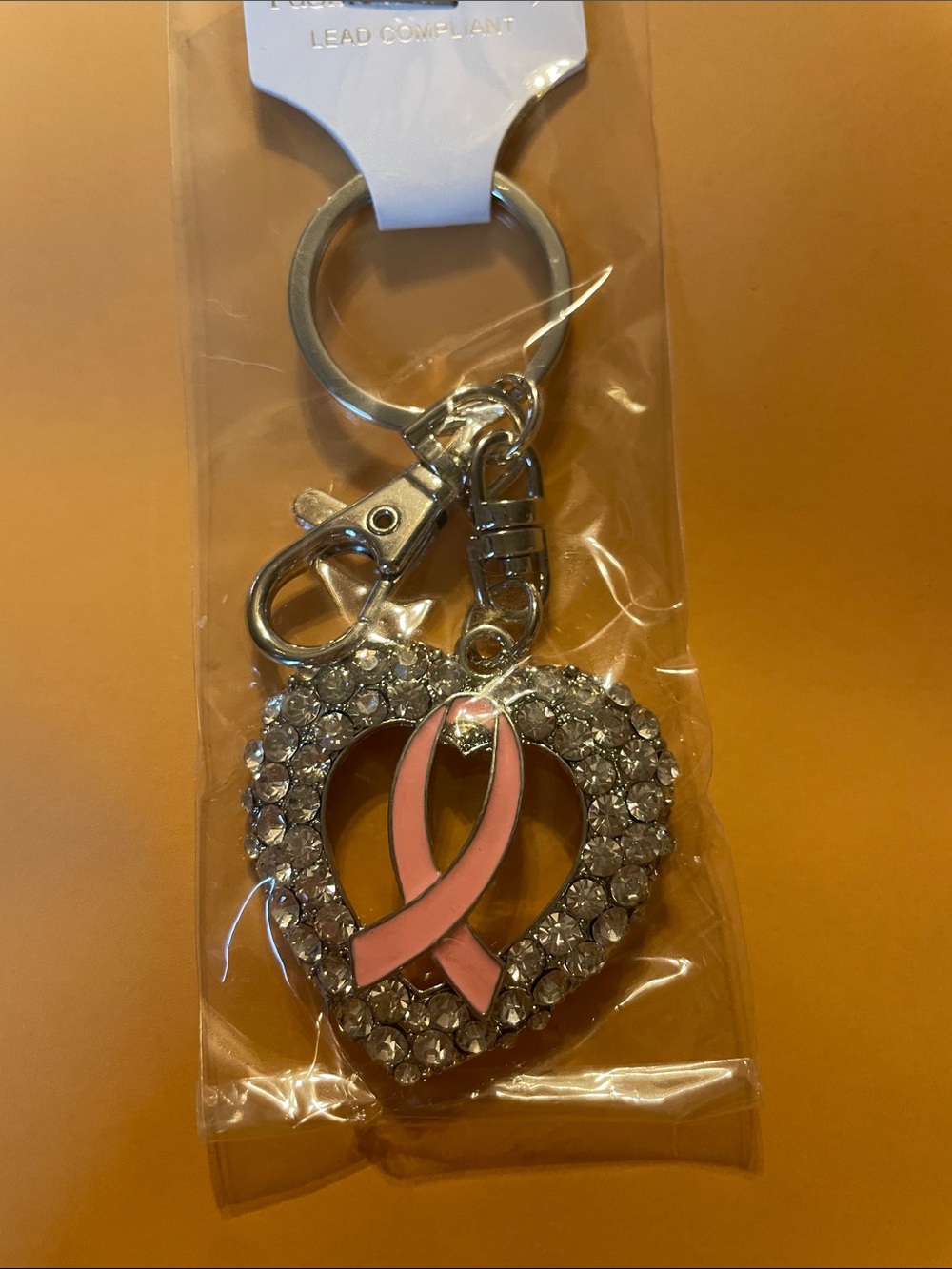 Source Unknown Pink Ribbon Crystal Heart Keychain - Picture 3 of 3